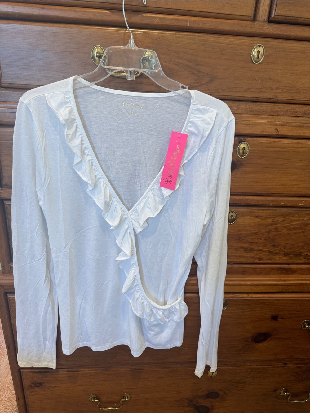 NWT Lilly Pulitzer LOREDA TOP WHITE RUFFLE WRAP STYLE
